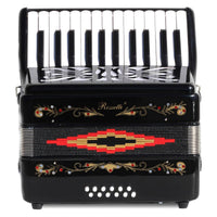 Rossetti 2512-BK Piano Accordion with 25 Piano Keys & 12 Bass Buttons in Black