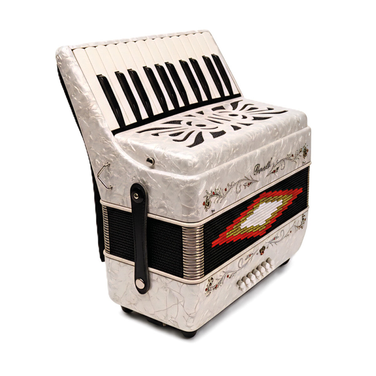 Rossetti 2512-WH Piano Accordion with 25 Piano Keys & 12 Bass Buttons in Pearl White