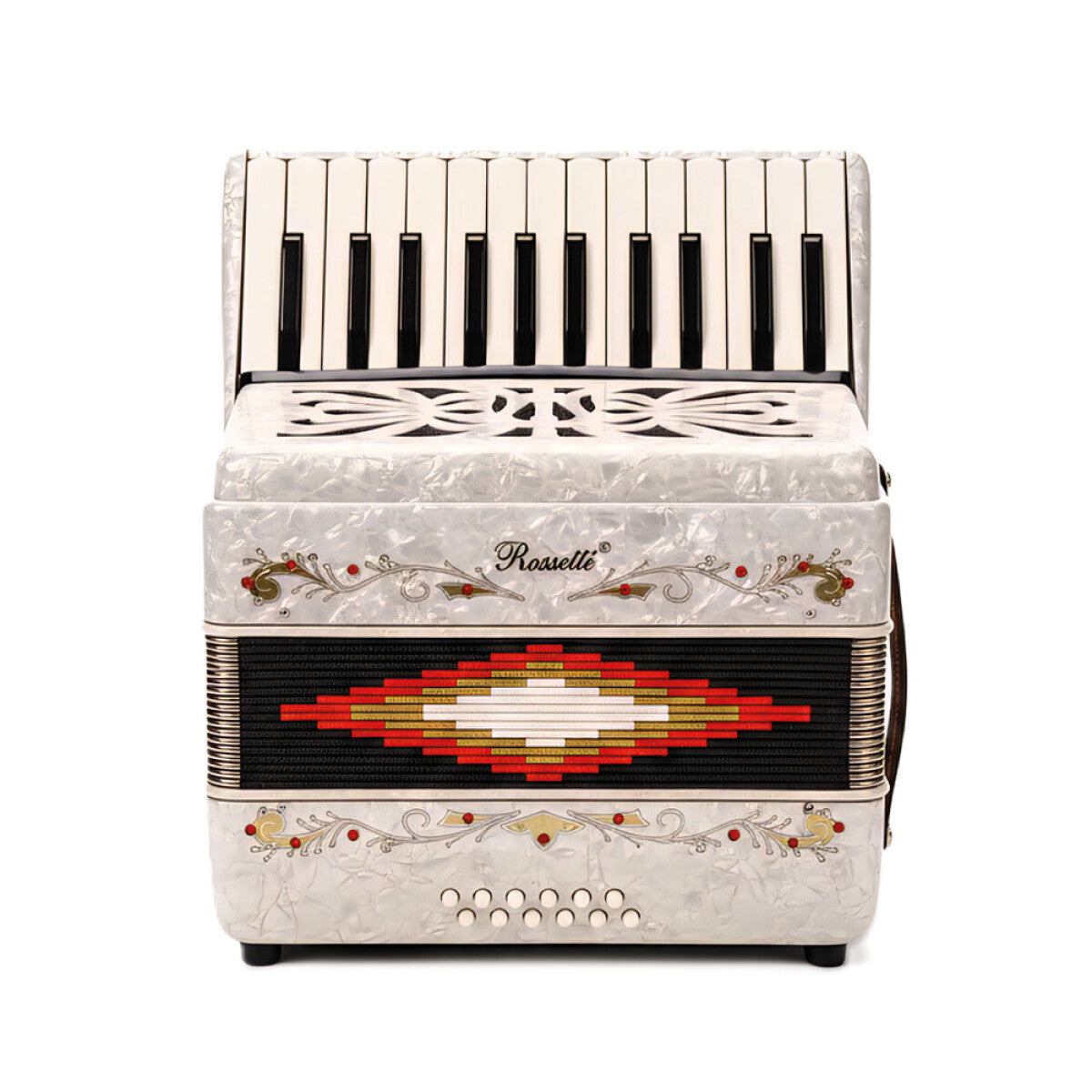 Rossetti 2512-WH Piano Accordion with 25 Piano Keys & 12 Bass Buttons in Pearl White