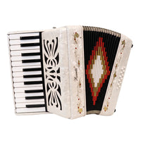 Rossetti 2512-WH Piano Accordion with 25 Piano Keys & 12 Bass Buttons in Pearl White