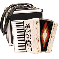 Rossetti 2512-WH Piano Accordion with 25 Piano Keys & 12 Bass Buttons in Pearl White
