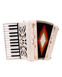 Rossetti 2512-WH Piano Accordion with 25 Piano Keys & 12 Bass Buttons in Pearl White