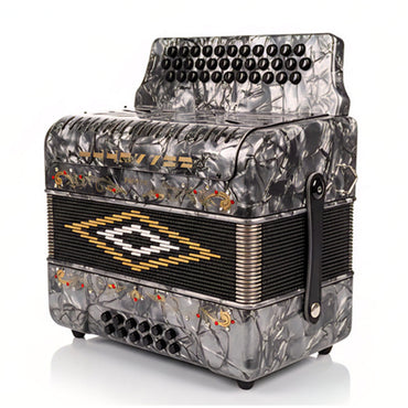 Rossetti 3112-FBE-GY 3 Row 31 Treble, 12 Bass Diatonic Button Accordion in Grey - F, B, E Tuning
