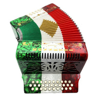 Rossetti 3112-FBE-RWG 3 Row 31 Treble, 12 Bass Diatonic Button Accordion in Red/White/Green - F, B, E Tuning