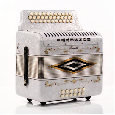 Rossetti 3112-FBE-WH 3 Row 31 Treble, 12 Bass Diatonic Button Accordion in White - F, B, E Tuning