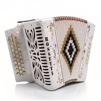 Rossetti 3112-FBE-WH 3 Row 31 Treble, 12 Bass Diatonic Button Accordion in White - F, B, E Tuning