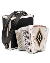 Rossetti 3112-FBE-WH 3 Row 31 Treble, 12 Bass Diatonic Button Accordion in White - F, B, E Tuning