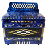 Rossetti 3112-GCF-BU 3 Row 31 Treble, 12 Bass Diatonic Button Accordion in Blue - G, C, F Tuning