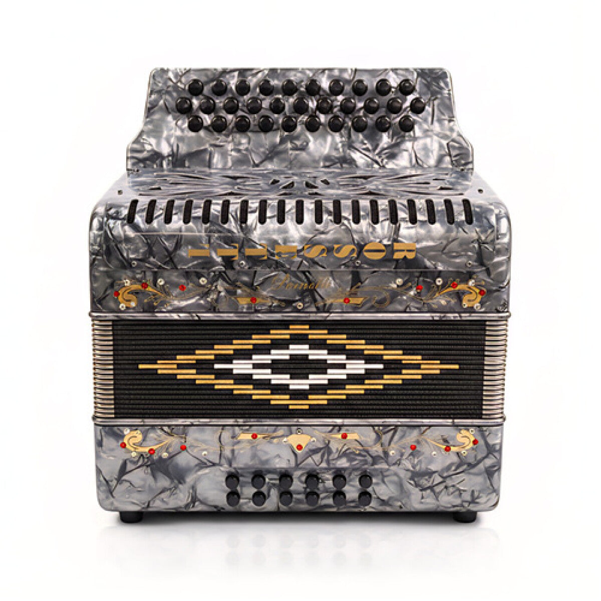 Rossetti 3112-GCF-GY 3 Row 31 Treble, 12 Bass Diatonic Button Accordion in Grey- G, C, F Tuning