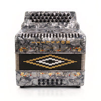 Rossetti 3112-GCF-GY 3 Row 31 Treble, 12 Bass Diatonic Button Accordion in Grey- G, C, F Tuning