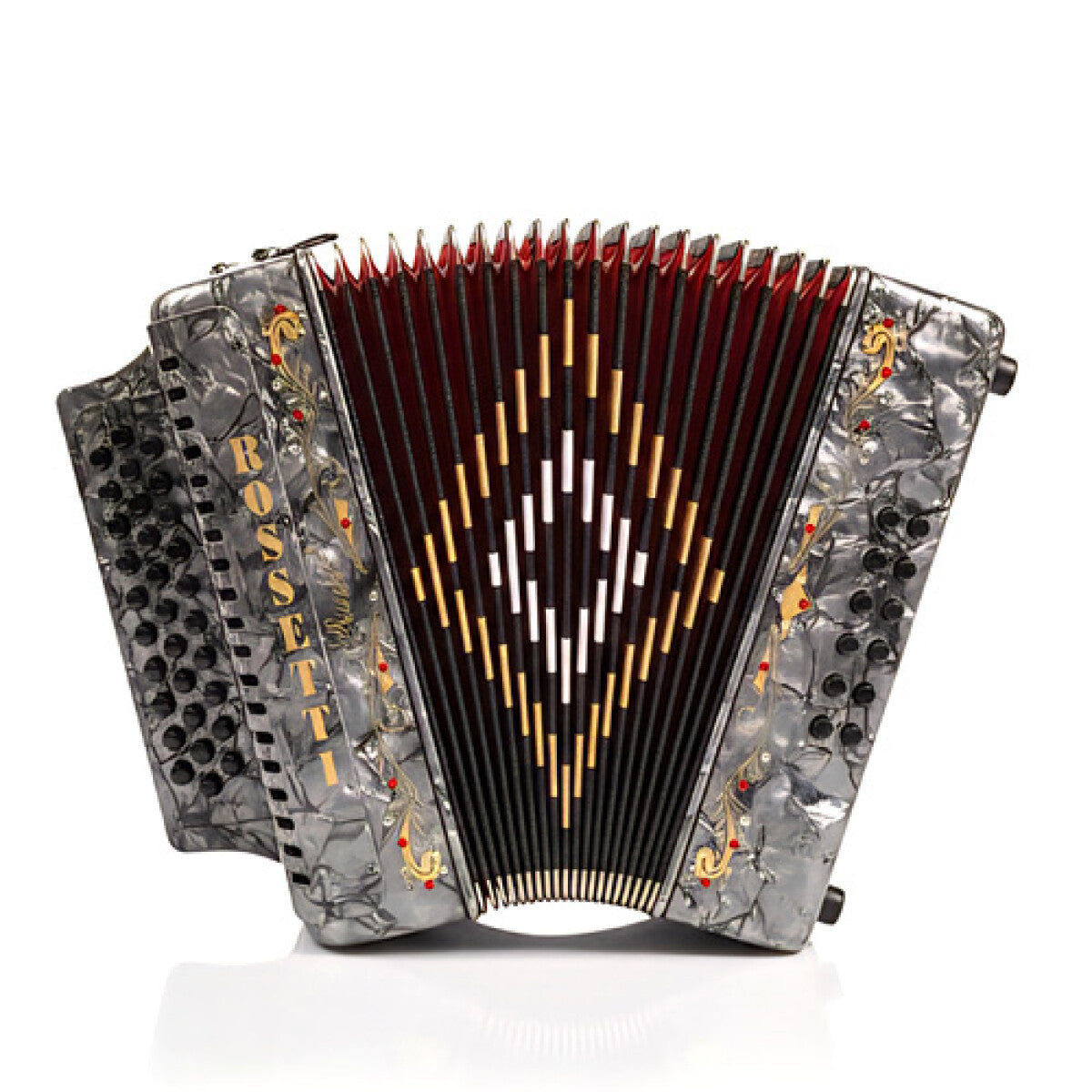 Rossetti 3112-GCF-GY 3 Row 31 Treble, 12 Bass Diatonic Button Accordion in Grey- G, C, F Tuning