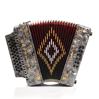 Rossetti 3112-GCF-GY 3 Row 31 Treble, 12 Bass Diatonic Button Accordion in Grey- G, C, F Tuning