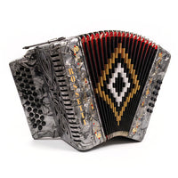 Rossetti 3112-GCF-GY 3 Row 31 Treble, 12 Bass Diatonic Button Accordion in Grey- G, C, F Tuning