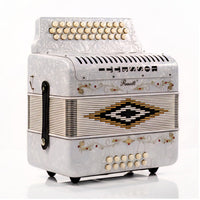 Rossetti 3112-GCF-WH 3 Row 31 Treble, 12 Bass Diatonic Button Accordion in White - G, C, F Tuning