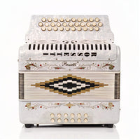 Rossetti 3112-GCF-WH 3 Row 31 Treble, 12 Bass Diatonic Button Accordion in White - G, C, F Tuning