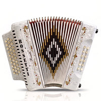 Rossetti 3112-GCF-WH 3 Row 31 Treble, 12 Bass Diatonic Button Accordion in White - G, C, F Tuning