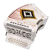 Rossetti 3112-GCF-WH 3 Row 31 Treble, 12 Bass Diatonic Button Accordion in White - G, C, F Tuning