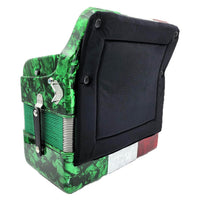 Rossetti 3412-FBE-RWG 3 Row, 3-Switch, 34 Treble, 12 Bass Diatonic Button Accordion in Red/White/Green - F, B, E Tuning