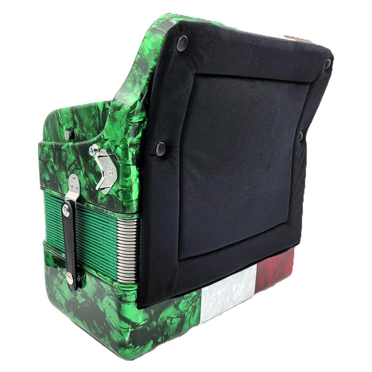 Rossetti 3412-GCF-RWG 3 Row, 3-Switch, 34 Treble, 12 Bass Diatonic Button Accordion in Red/White/Green - G,C,F Tuning