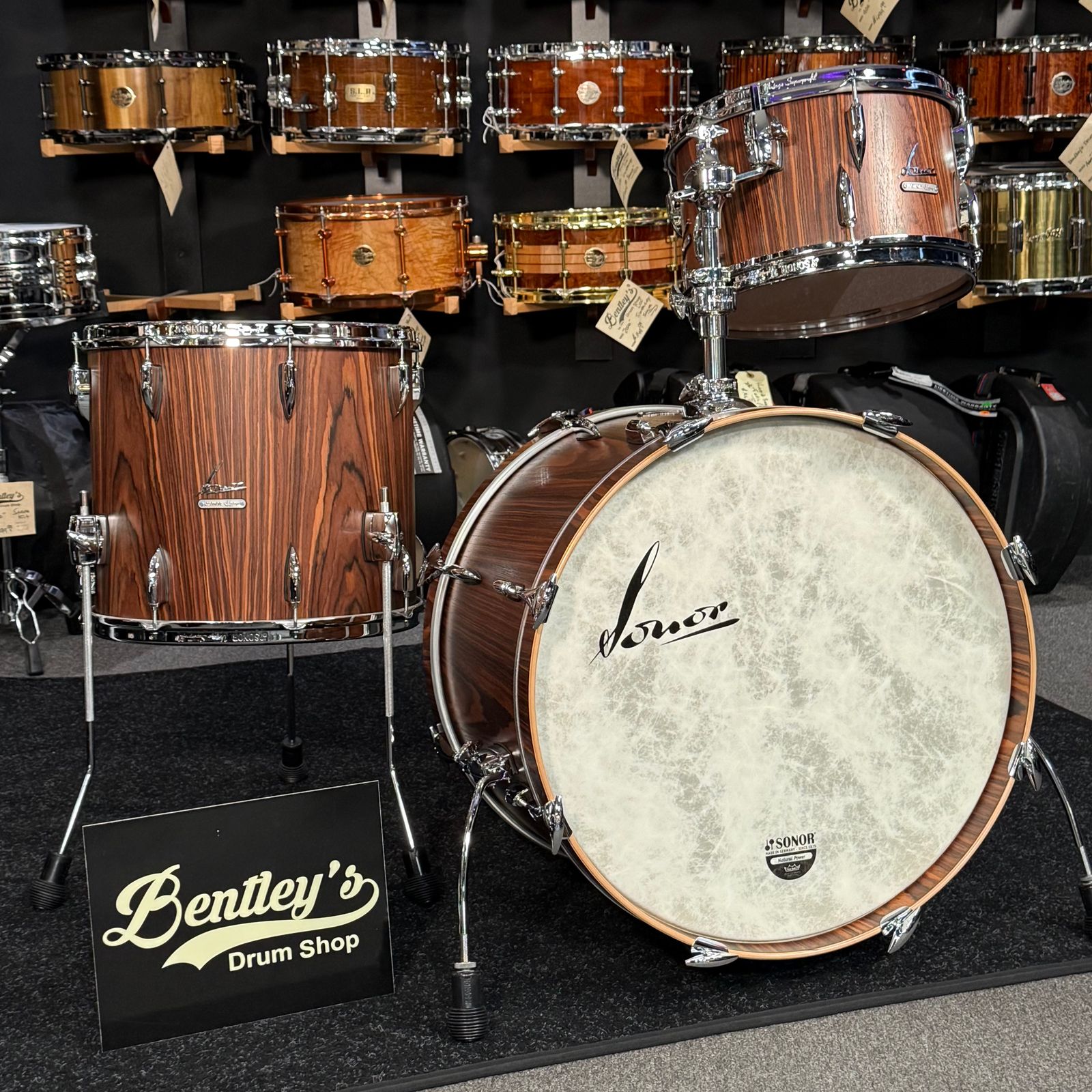 ~WOW!~ SONOR Vintage Series 3-Piece 13/16/22 Drum Kit Set in Rosewood Semi-Gloss Veneer w/ Single-Tom Holder