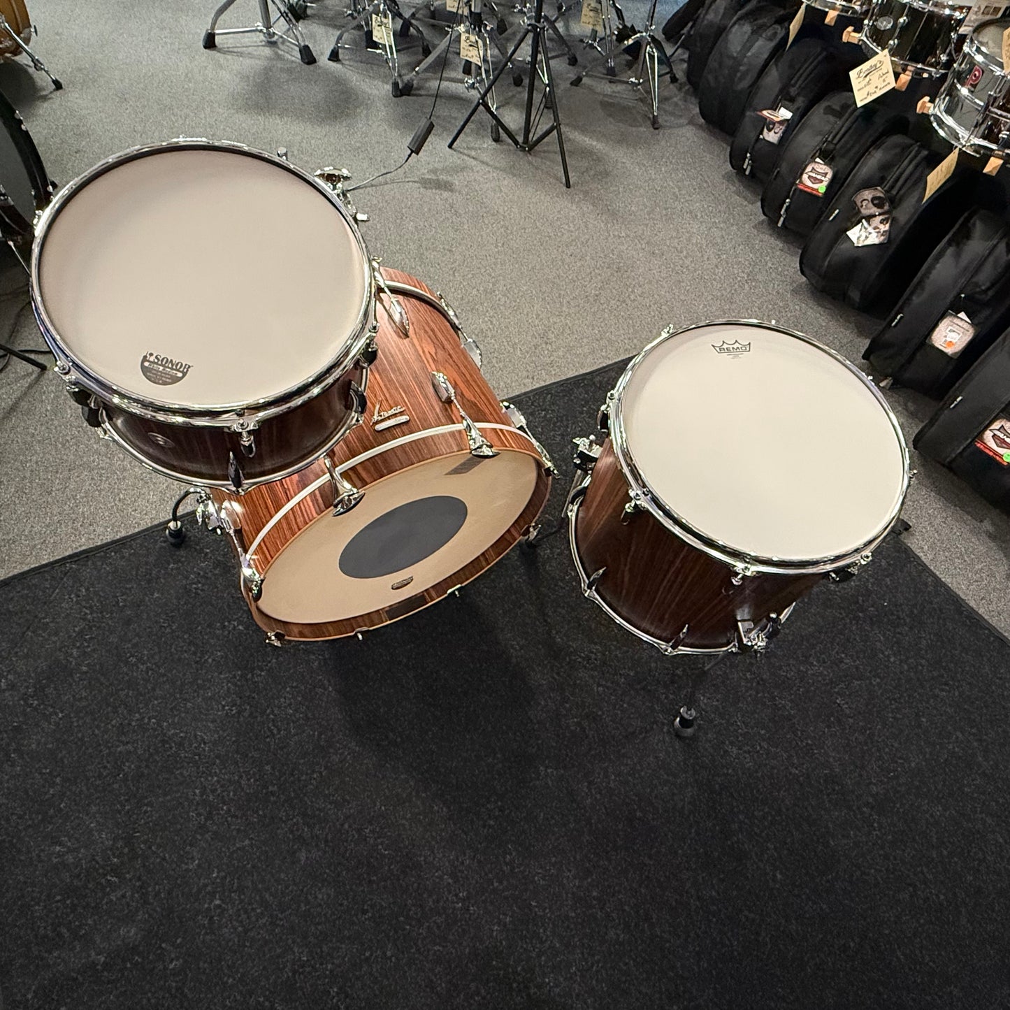 ~WOW!~ SONOR Vintage Series 3-Piece 13/16/22 Drum Kit Set in Rosewood Semi-Gloss Veneer w/ Single-Tom Holder