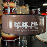 Pork Pie Round Drum Throne in Black Velvet Swirl Top with Rootbeer Sparkle Side
