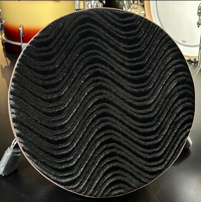 Pork Pie Round Drum Throne in Black Velvet Swirl Top with Rootbeer Sparkle Side