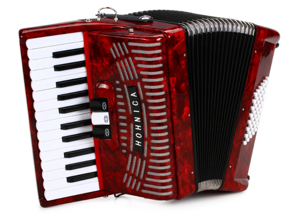 Hohner 1304-Red 48 Bass Entry Level Piano Accordion w/ Gigbag & Strap in Pearl Red Finish