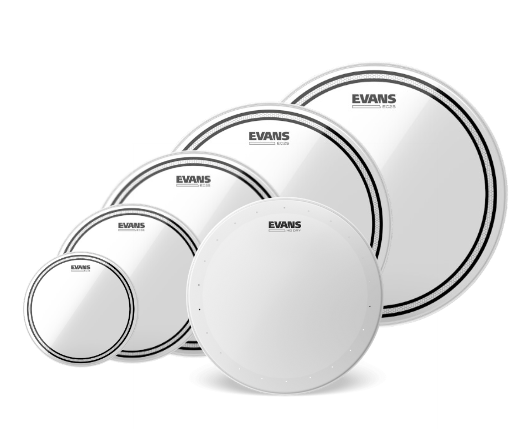 Evans EC2 Clear 8/10/12/14/16 Tom Heads w/ Evans HD Dry 14 Coated Snare Drum Head *IN STOCK*