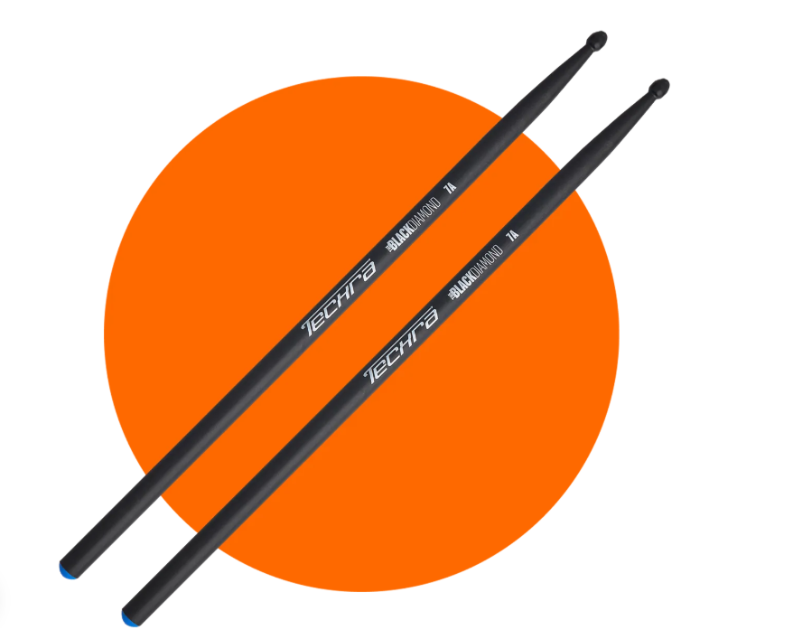 ~NEW!~ Techra 7A Black Diamond Carbon Fiber Drum Stick Pair (Made in Italy!)