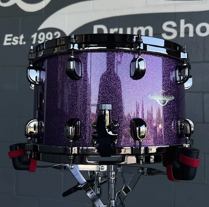 Tama MAS148BN-DPP Starclassic Maple 8x14" Snare Drum in Deeper Purple Sparkle Lacquer w/ Black Nickel Hardware