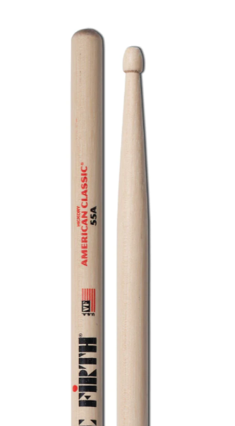 Baguettes de batterie Vic Firth American Classic 55A avec embout en bois (paire)