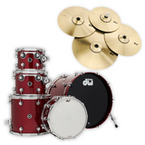DWe Electronic Acoustic Drum Set Kit Shell/Cymbal Pack 10/12/16/22" with 14" Matching Snare in Black Cherry Metallic Lacquer *IN STOCK*