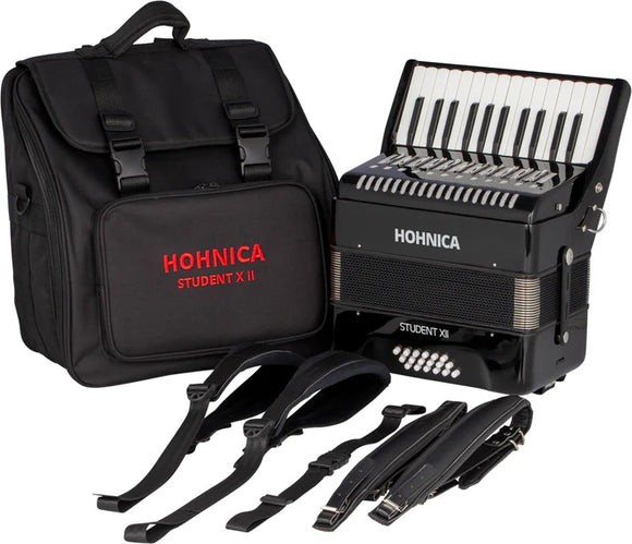 Hohner Honica StudentX II Piano Accordion w/ Gig Bag & Straps in Black STUXII