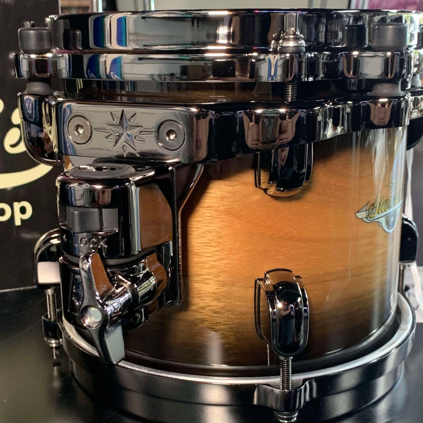 TAMA MET0807BLNWB Starclassic Maple 7x8 Rack Tom in Exotic Natural Pacific Walnut Burst Lacquer w/ Black Nickel Hardware