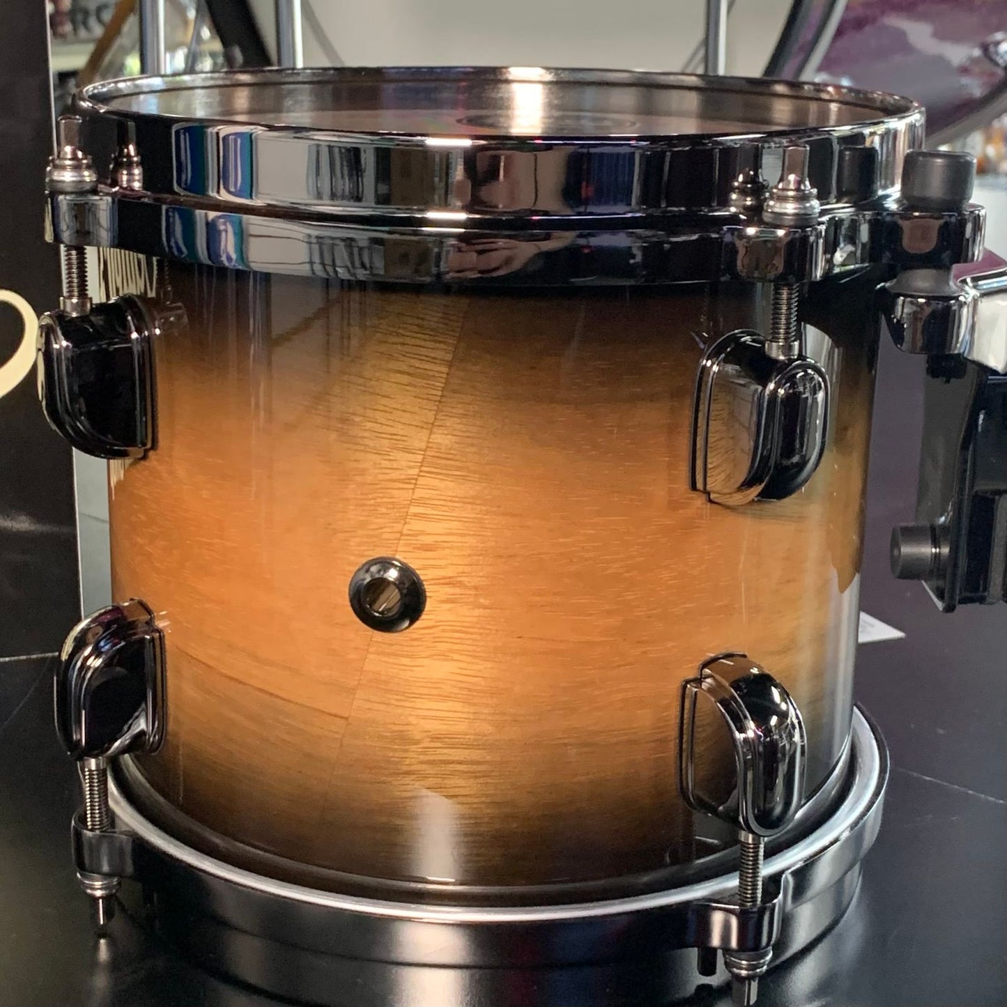TAMA MET0807BLNWB Starclassic Maple 7x8 Rack Tom in Exotic Natural Pacific Walnut Burst Lacquer w/ Black Nickel Hardware