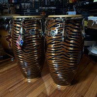 LP Latin Percussion Raul Rekow Signature Tiger Print Conga Tumba Duo Pair Set w/ Gold Hardware