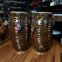 LP Latin Percussion Raul Rekow Signature Tiger Print Conga Tumba Duo Pair Set w/ Gold Hardware