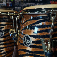 LP Latin Percussion Raul Rekow Signature Tiger Print Conga Tumba Duo Pair Set w/ Gold Hardware