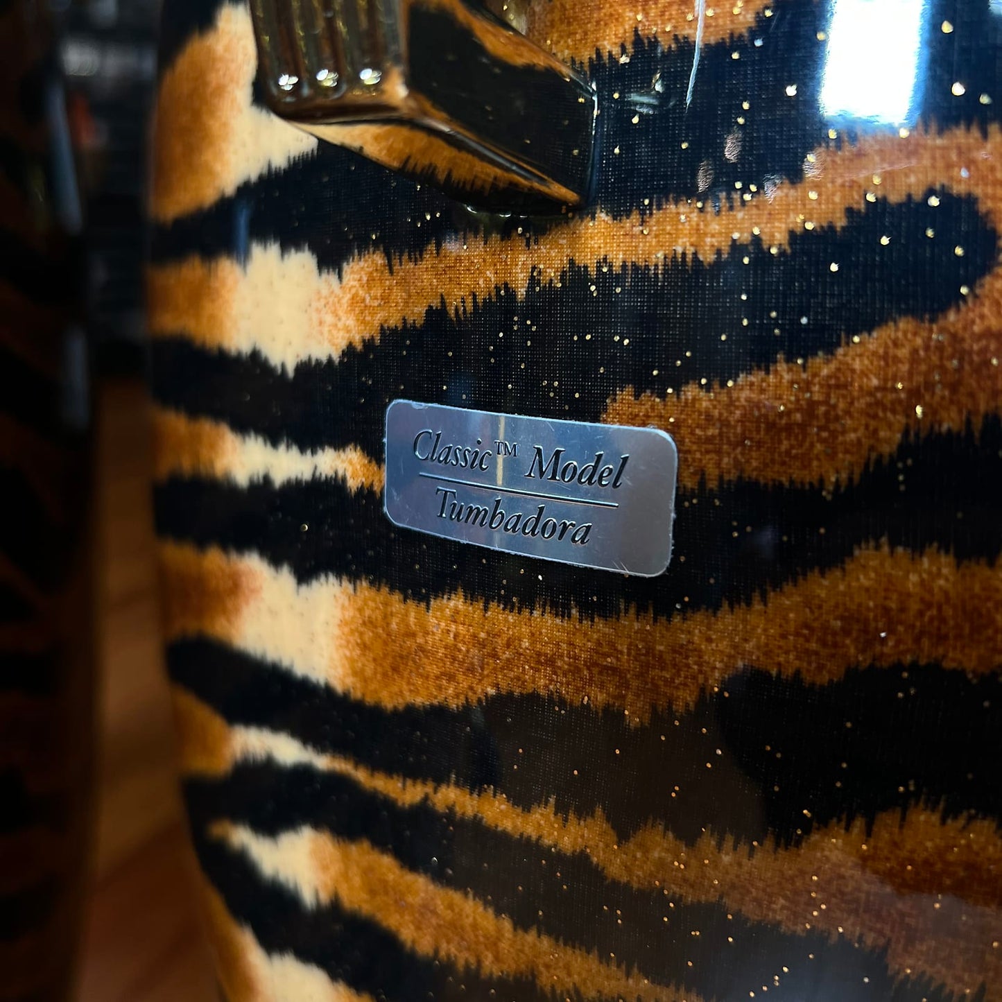 LP Latin Percussion Raul Rekow Signature Tiger Print Conga Tumba Duo Pair Set w/ Gold Hardware