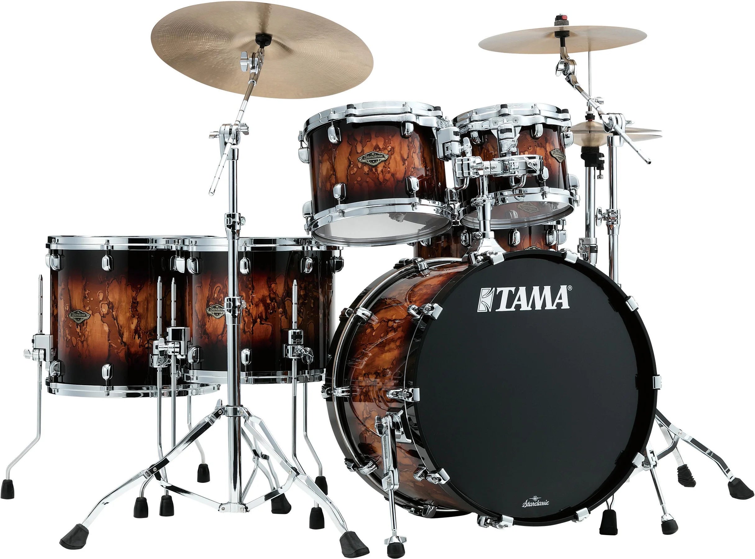~WOW!~ TAMA WBS52LSMBR Starclassic Walnut/Birch 5-Piece 10/12/14/16/22 Drum Kit Set in Molten Brown Burst Lacquer with Chrome Hardware *IN STOCK*