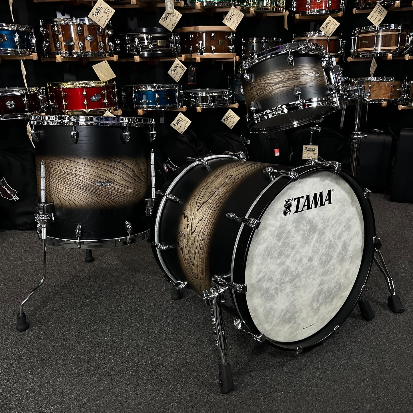 Tama STAR Walnut 12/16/20" Drum Set Kit in Satin Black Japanese Sen Burst