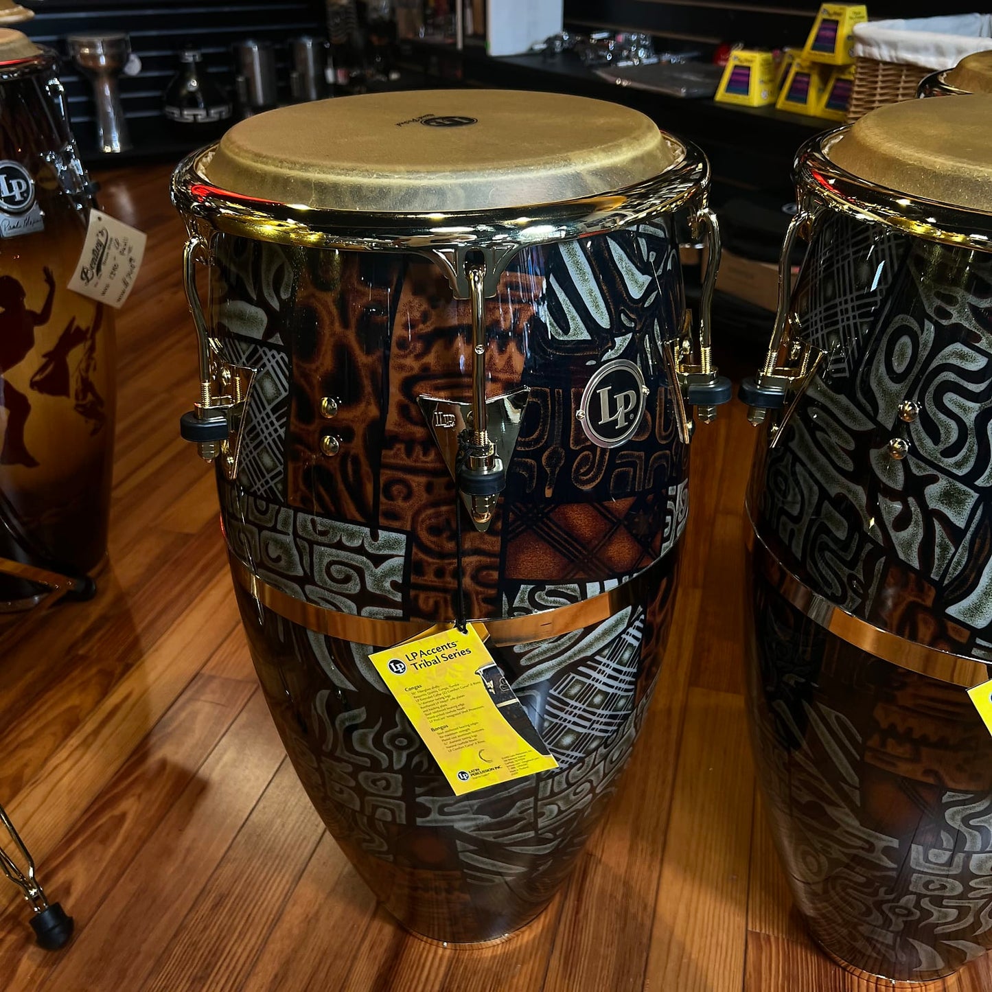 *Limited Edition* LP Latin Percussion Fiberglass Tribal Series Quinto/Conga/Tumba Trio Set with Gold Hardware