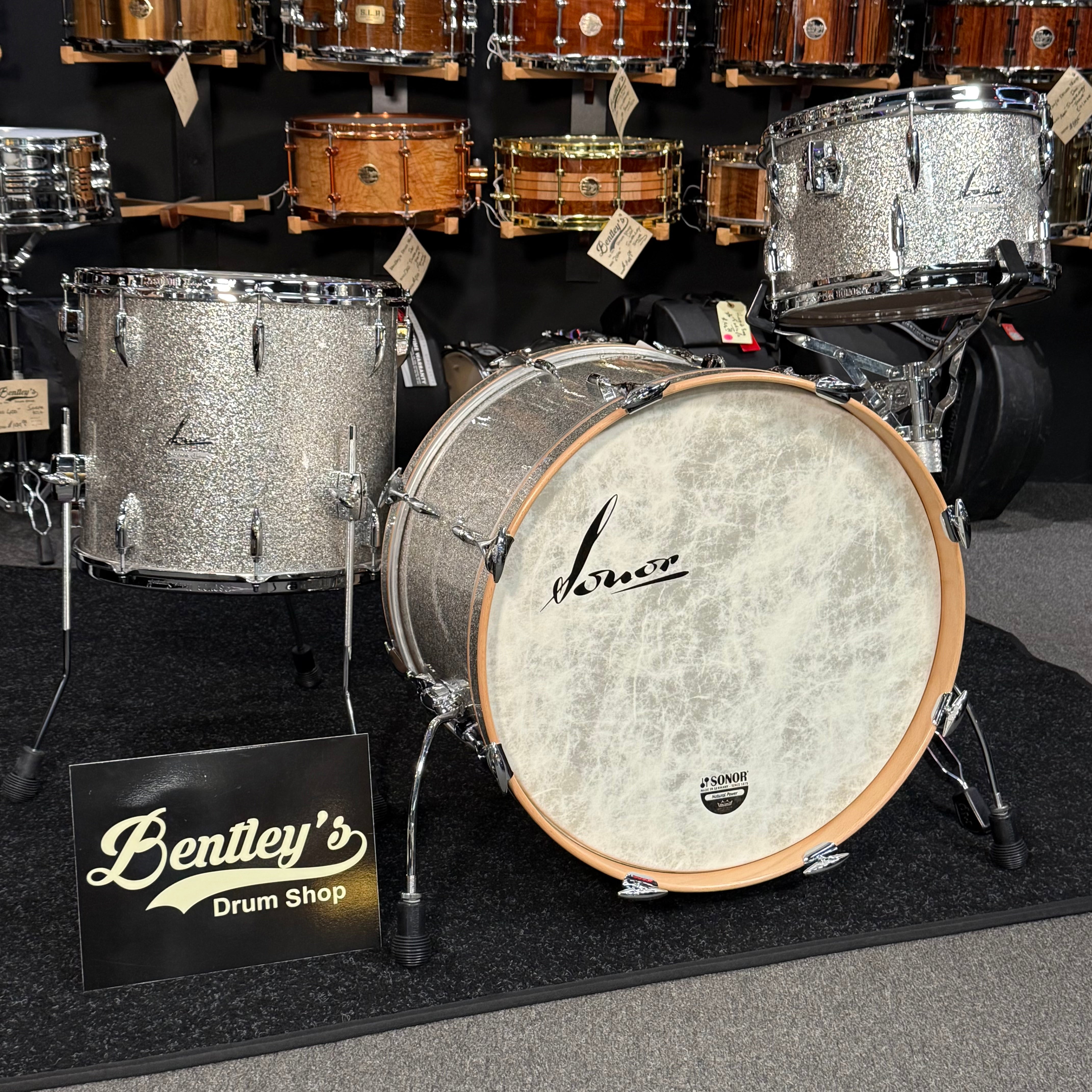 ~WOW!~ SONOR Vintage Series 3-Piece 13/16/22 Drum Kit Set in Vintage Silver Glitter