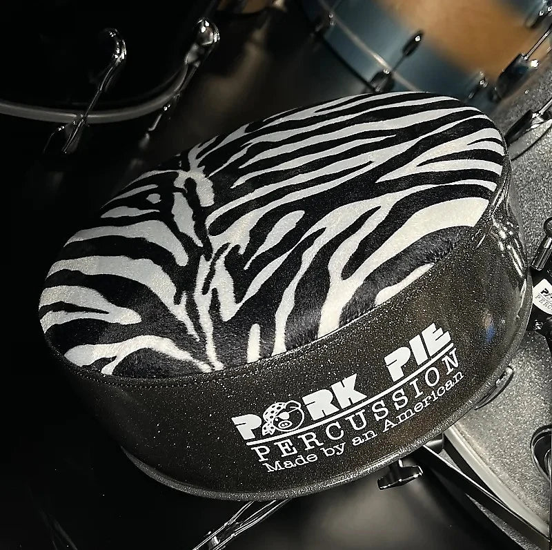 Pork Pie Round Drum Throne in Zebra Top with Charcoal Sparkle Side