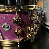 DW Collector's Series SSC Maple 7x14" Snare Drum in Bentley's Exclusive Purple Glass Glitter w/ 24K Gold Hardware