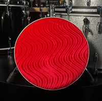 *Special Edition* Pork Pie Round Drum Throne in Red Velvet Swirl Tip with White Sparkle Side & Blue Trim