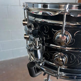 Herch Percussion 8x14" Hand Engraved Black Steel Snare Drum w/ Free Case