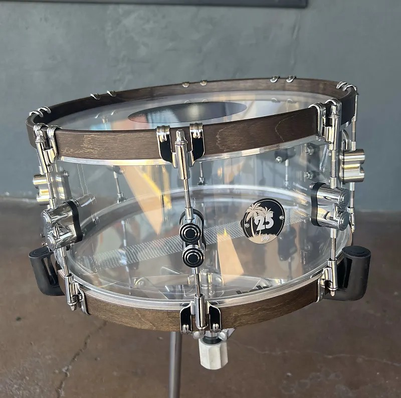 *IN STOCK* PDP 25th Anniversary Clear Acrylic 6.5x14" Snare Drum w/ Walnut Stained Hoops PDLT651425TH