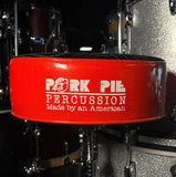 Pork Pie Round Drum Throne in Black Velvet Swirl Top with Red Sparkle Side *IN STOCK*